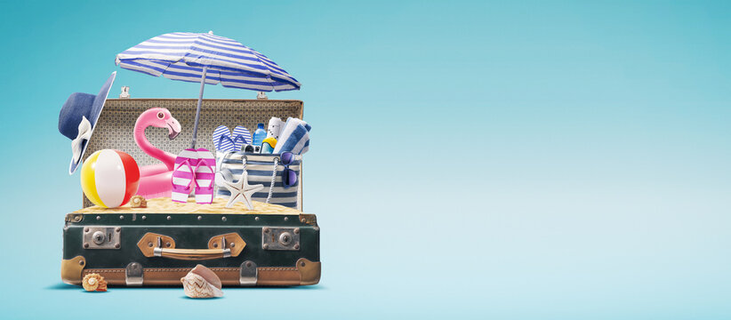 Summer vacations beach in a suitcase
