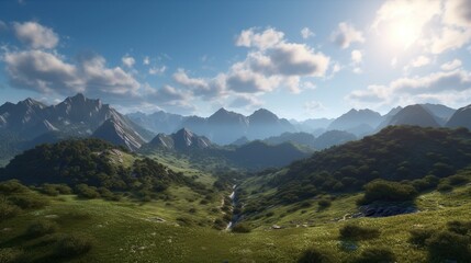 Fototapeta premium landscape mountain with beautiful sky background