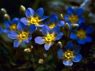 Blue and yellow bouquet of flowers Created with generative Ai technology