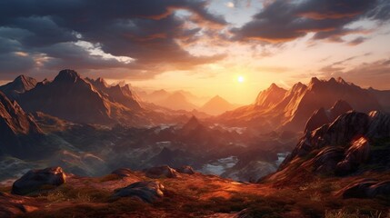 Fototapeta na wymiar landscape mountain with beautiful sky background Generative AI