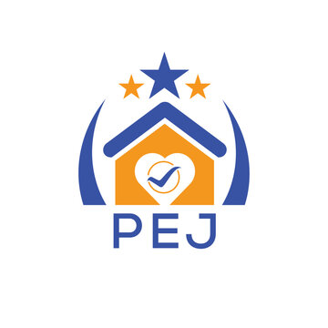 PEJ House logo Letter logo and star icon. Blue vector image on white background. KJG house Monogram home logo picture design and best business icon. 
