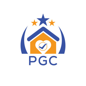 PGC House logo Letter logo and star icon. Blue vector image on white background. KJG house Monogram home logo picture design and best business icon. 
