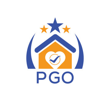 PGO House logo Letter logo and star icon. Blue vector image on white background. KJG house Monogram home logo picture design and best business icon. 
