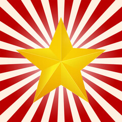 Obraz premium Golden star on retro background - vector