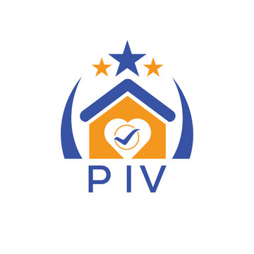 PIV House logo Letter logo and star icon. Blue vector image on white background. KJG house Monogram home logo picture design and best business icon. 
