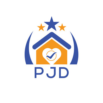 PJD House logo Letter logo and star icon. Blue vector image on white background. KJG house Monogram home logo picture design and best business icon. 
