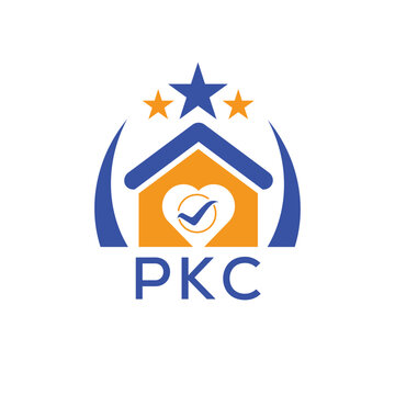 PKC House logo Letter logo and star icon. Blue vector image on white background. KJG house Monogram home logo picture design and best business icon. 
