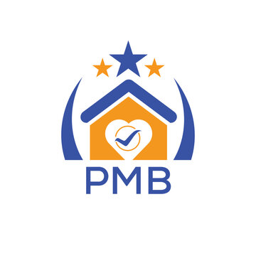 PMB House logo Letter logo and star icon. Blue vector image on white background. KJG house Monogram home logo picture design and best business icon. 
