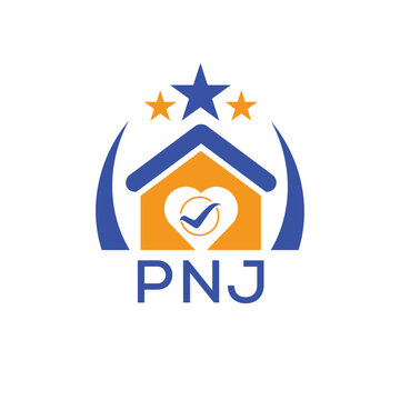 PNJ House logo Letter logo and star icon. Blue vector image on white background. KJG house Monogram home logo picture design and best business icon. 
