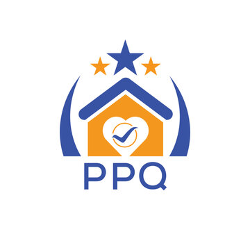 PPQ House logo Letter logo and star icon. Blue vector image on white background. KJG house Monogram home logo picture design and best business icon. 
