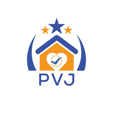 PVJ House logo Letter logo and star icon. Blue vector image on white background. KJG house Monogram home logo picture design and best business icon. 
