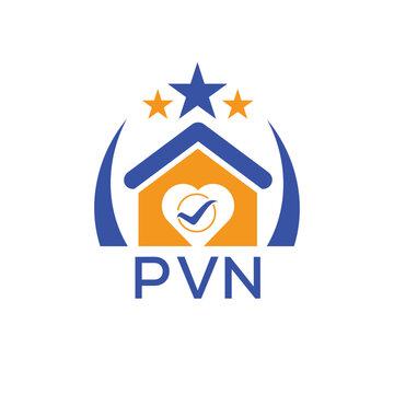PVN House logo Letter logo and star icon. Blue vector image on white background. KJG house Monogram home logo picture design and best business icon. 
