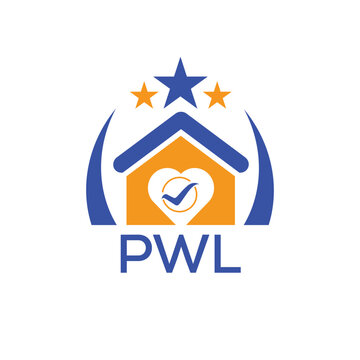 PWL House logo Letter logo and star icon. Blue vector image on white background. KJG house Monogram home logo picture design and best business icon. 
