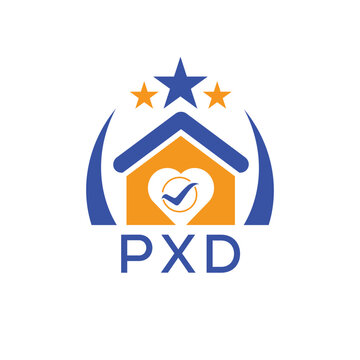 PXD House logo Letter logo and star icon. Blue vector image on white background. KJG house Monogram home logo picture design and best business icon. 
