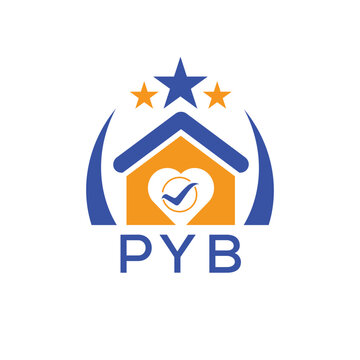 PYB House logo Letter logo and star icon. Blue vector image on white background. KJG house Monogram home logo picture design and best business icon. 
