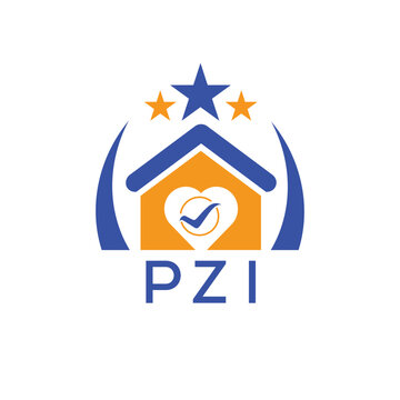 PZI House logo Letter logo and star icon. Blue vector image on white background. KJG house Monogram home logo picture design and best business icon. 
