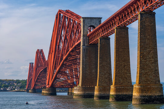 Forth rail bridge on columns in sea