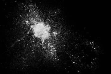 Abstract white powder particle explosion