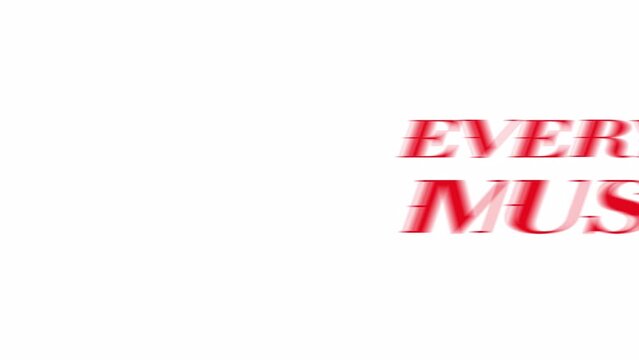 Animated everything must go words. Store closing. Retail promotion. Sales slogan. Looped 4K text video template on white with alpha channel. Kinetic typography animation. Motion inscription for web