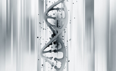 DNA helix, DNA genome. Science research laboratory. Microbiology and nanotechnology in medicine 3D illustration