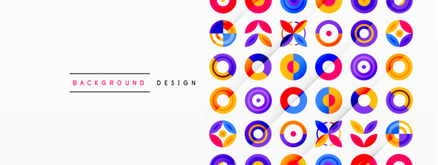 Vibrant and eye-catching vector background featuring a grid of colorful circles arranged in a patterned composition, perfect for modern and trendy designs