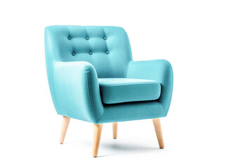Obraz na płótnie Canvas Ai generative. Blue armchair on white