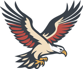 Vector illustration showing the logo of a soaring white-headed eagle