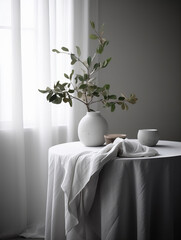 White tone interior decoration style,created with generative ai tecnology.