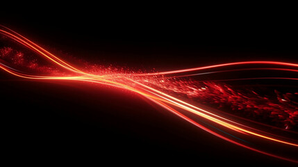 Fire red plazma motion lines. Car light trail effect illustration. Abstract laser beams. Generative ai.