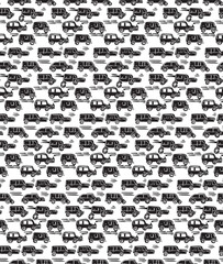 Car pattern texture Illustration. Vector black and white