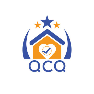 QCQ House logo Letter logo and star icon. Blue vector image on white background. KJG house Monogram home logo picture design and best business icon. 
