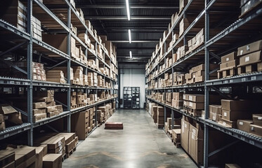 Ai generative.  Orderly warehouse of a retail store