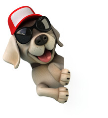Fun 3D cartoon white Labrador retriever