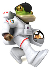 Fun 3D cartoon frog astronaut
