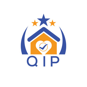 QIP House logo Letter logo and star icon. Blue vector image on white background. KJG house Monogram home logo picture design and best business icon. 
