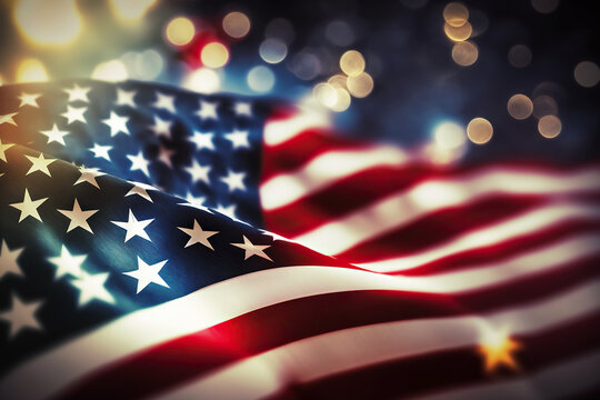 Ai generated illustration of flag of the USA selective focus