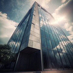 A skyscraper on an urban environment. Created using generative AI.