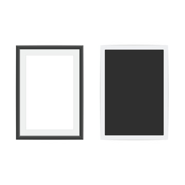 Collection of vector blank photo frames with shadow effects isolated on white background. Set different sizes of photos for your picture.