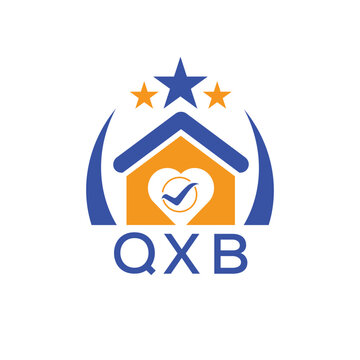 QXB House logo Letter logo and star icon. Blue vector image on white background. KJG house Monogram home logo picture design and best business icon. 
