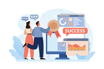 Group of people celebrating an overall victory. Teamwork or friends