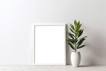 Blank Frame With Zz Plant In Pot. Empty Png Frame. Generative AI