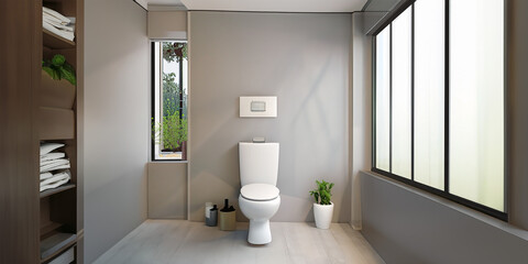 Modern Interior with Eco-Friendly Bathroom - Generative AI technology