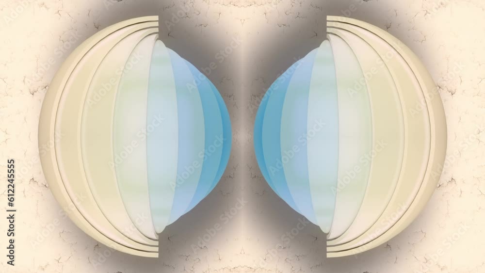 Poster Abstract composition of rotating geometric shapes. 3d rendering loop animation
