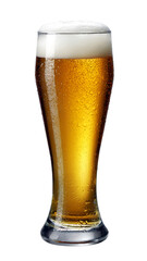 Glass of cold craft light beer isolated transparent PNG photo