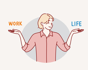 Work and life balance. Hand drawn style vector design illustrations.