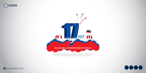 Vector illustration of Slovakia Independence Day 17 July social media story feed mockup template