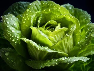 iceberg lettuce with water droplets and crisp texture