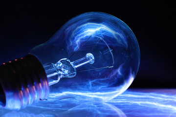 Electric glass light bulb and lightning