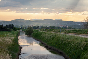 sunset over the river