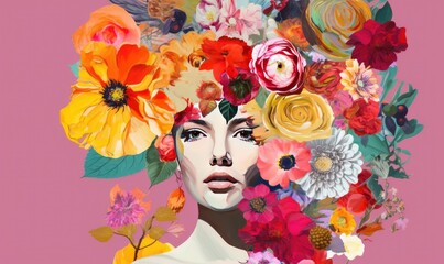 The woman in the portrait with lots of flowers was a symbol of the delicate and fleeting nature of beauty. Creating using generative AI tools